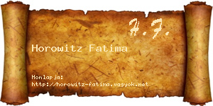 Horowitz Fatima névjegykártya